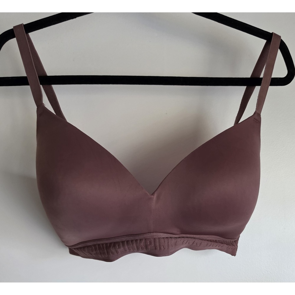 Victoria's Secret PINK Bra 36DD Mauve Solid Wireless Bralette Casual